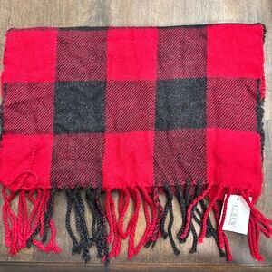 NEW J.Crew Red Black Buffalo Plaid Scarf Holiday Christmas Winter